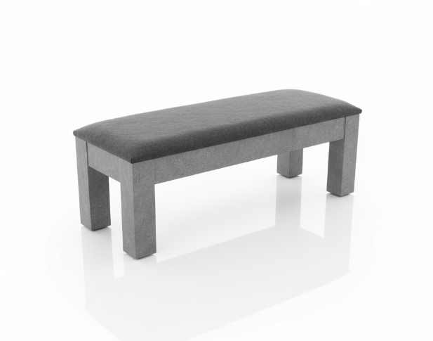 Grey Upholstered Long Bench