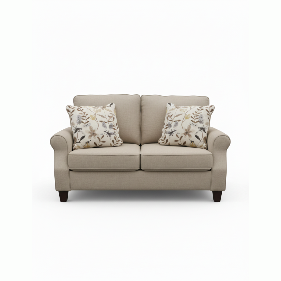 Luna Light Grey Soft Fabric 2-Seater Sofa