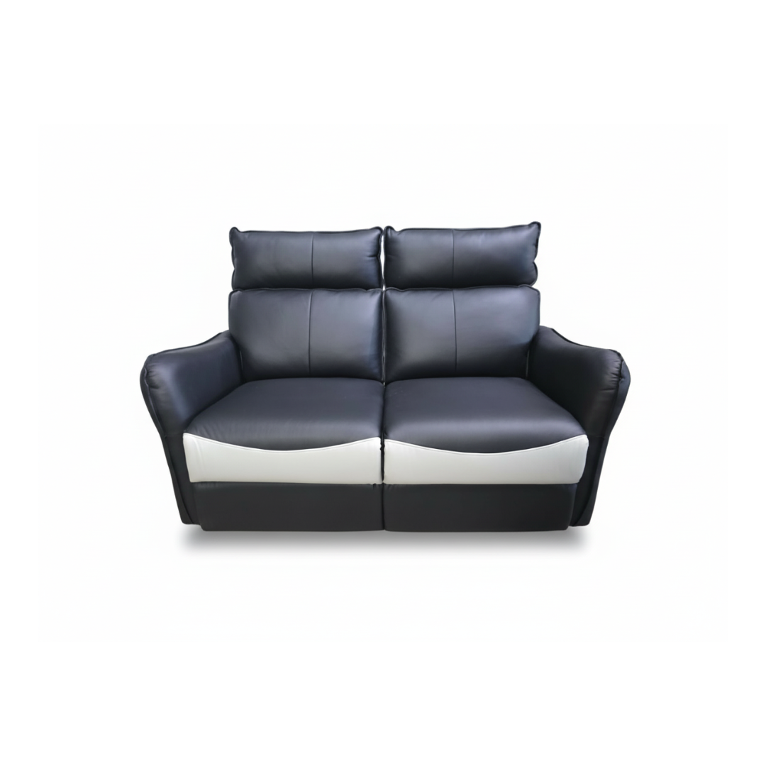 Black + White PU Leather Recliner 2-Seater Sofa