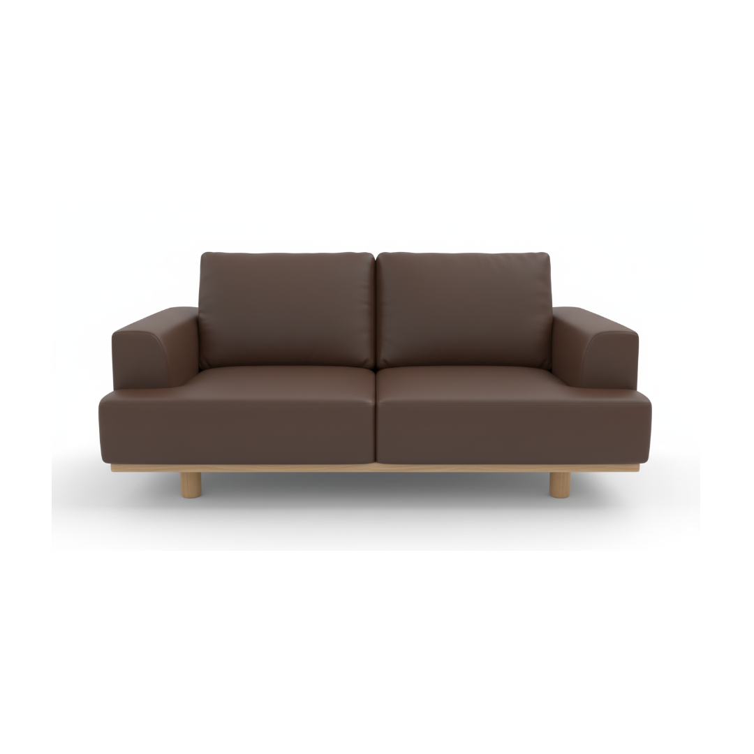 Bruno Brown PU Leather 3-Seater Sofa