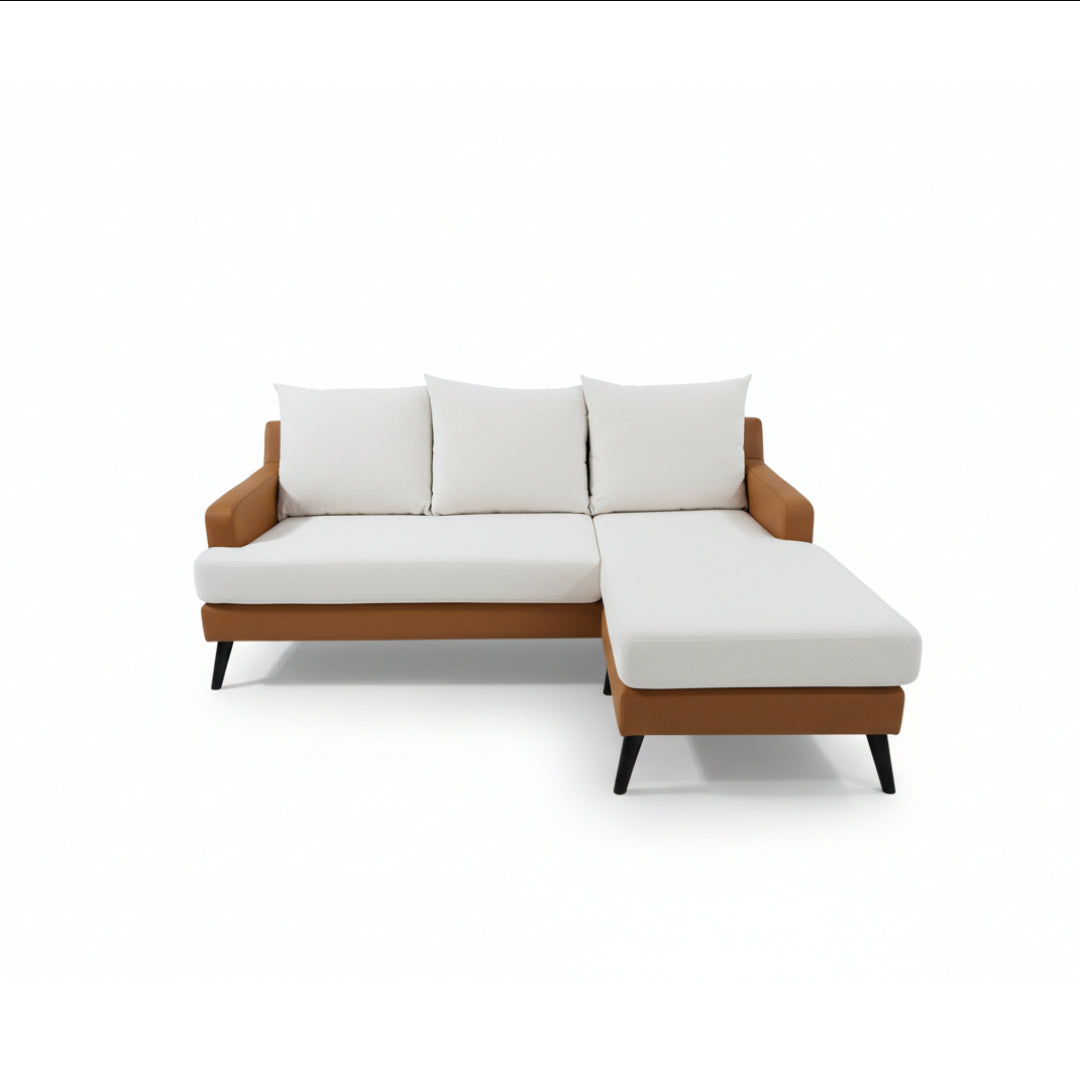 White PU Leather L-Shape Sofa (Reversible Chaise)