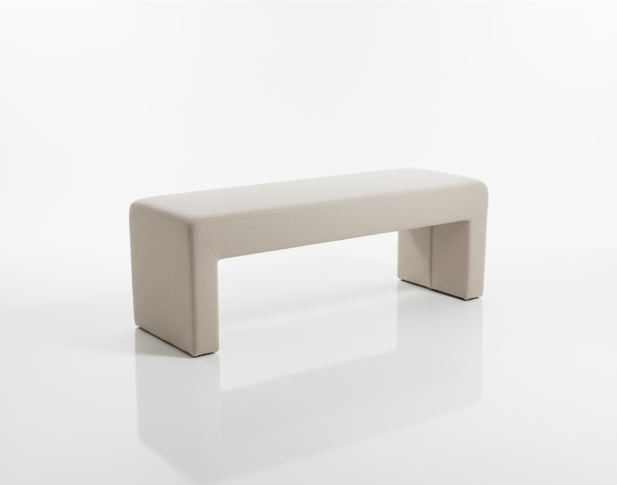 Soft Beige Upholstered Long Bench