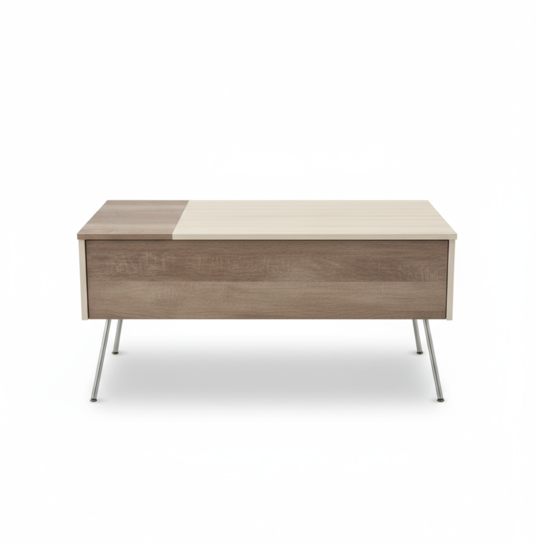 Boxy Compact Coffee Table – Light Wood Finish