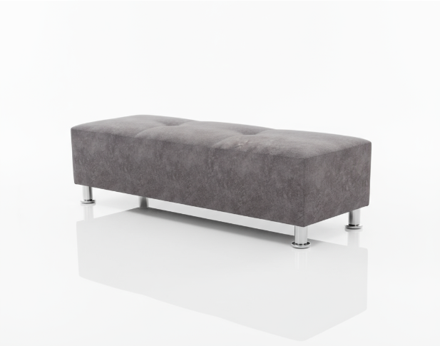Tufted Grey Upholstered Long Bench